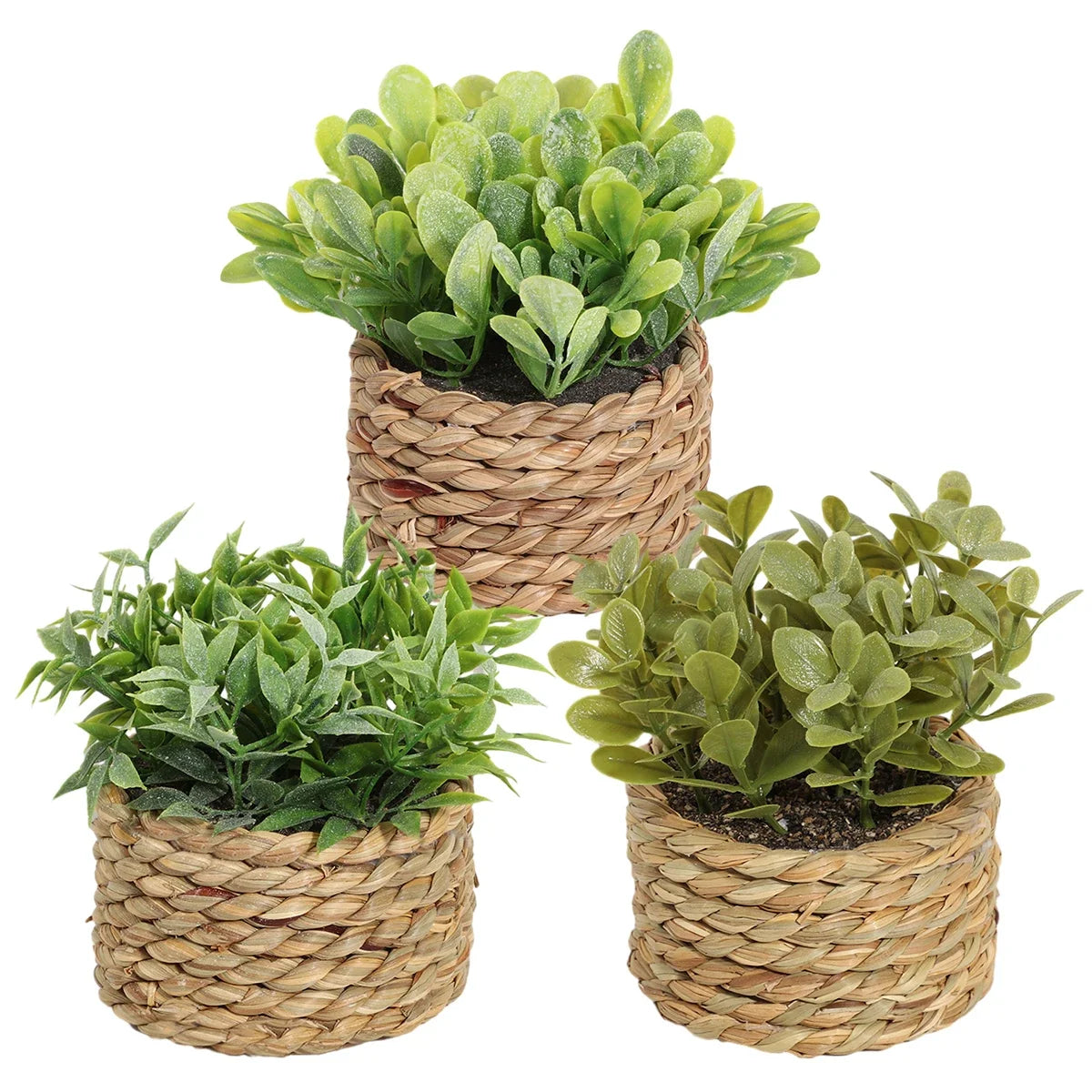 3pcs Green Artificial Plants Grass Woven