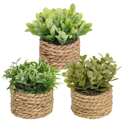 3pcs Green Artificial Plants Grass Woven
