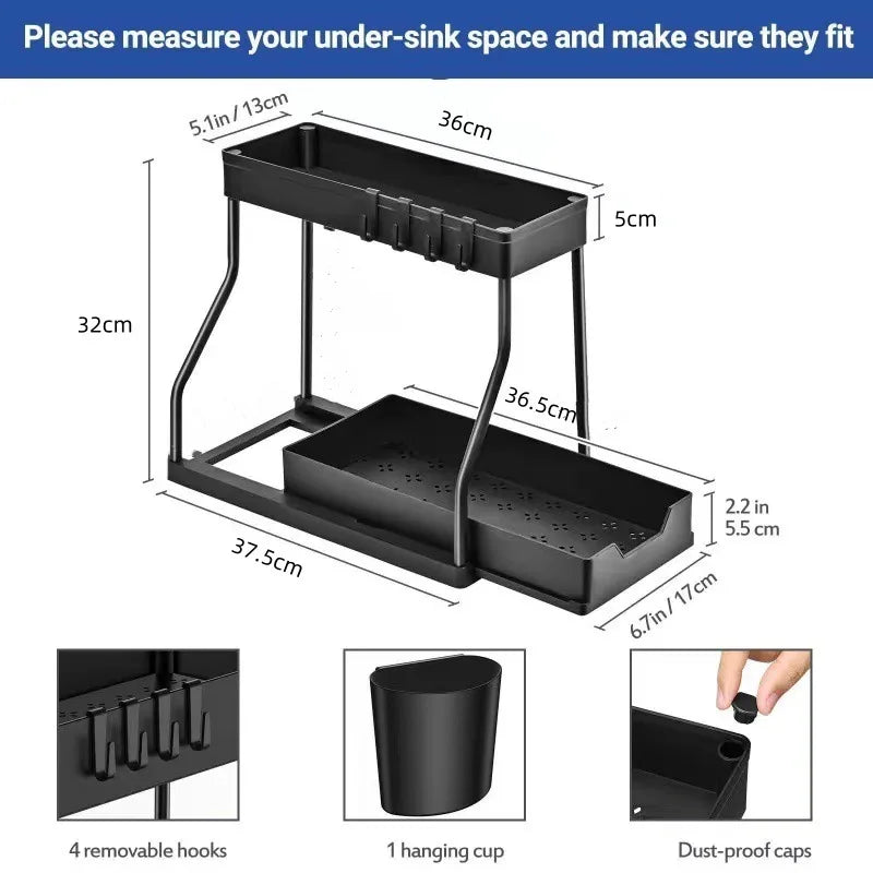 Kitchen storage rack - movable drawers