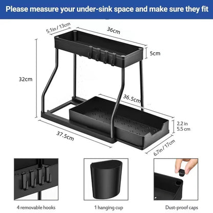 Kitchen storage rack - movable drawers