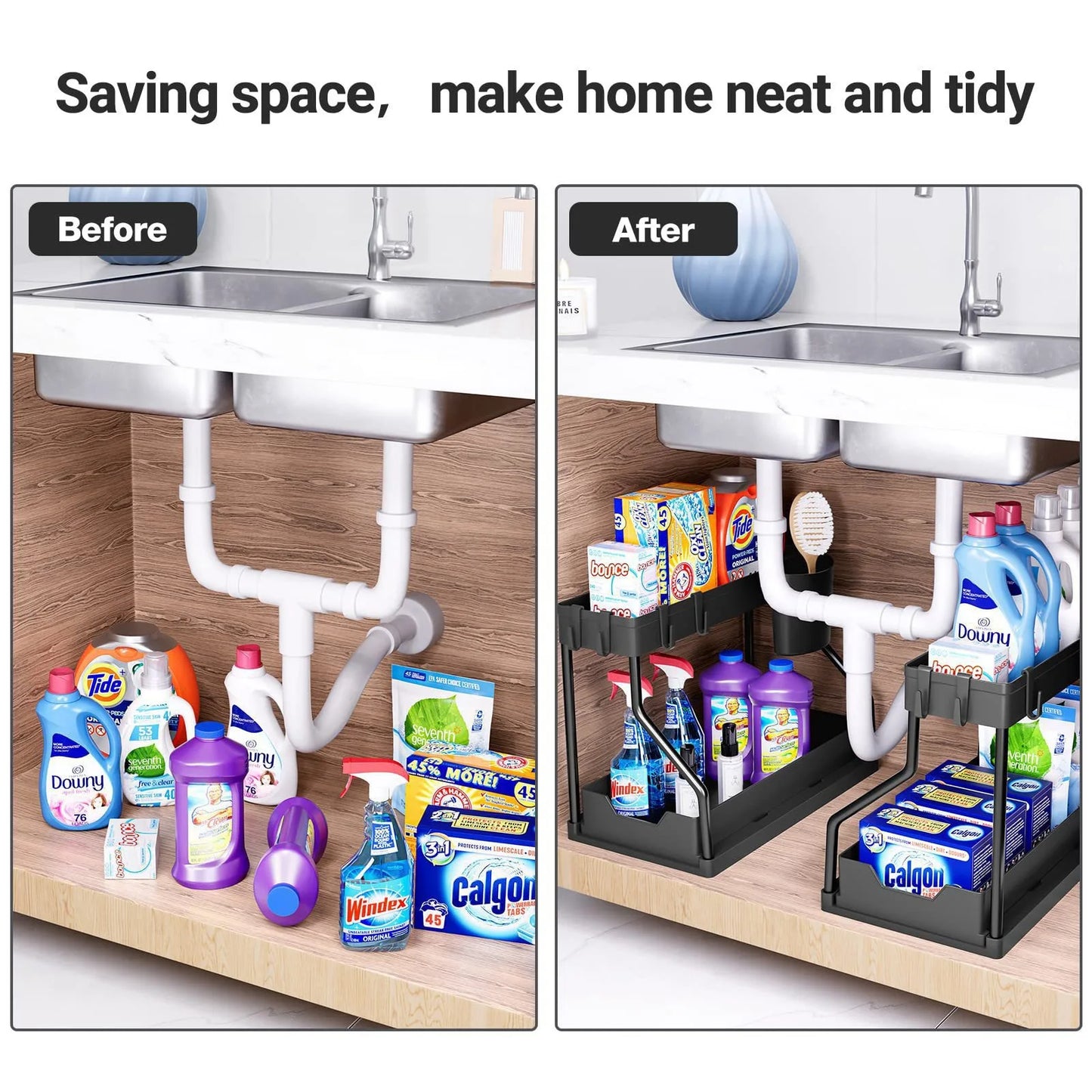 Kitchen storage rack - movable drawers