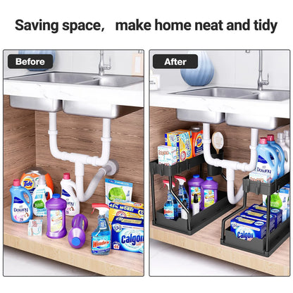 Kitchen storage rack - movable drawers