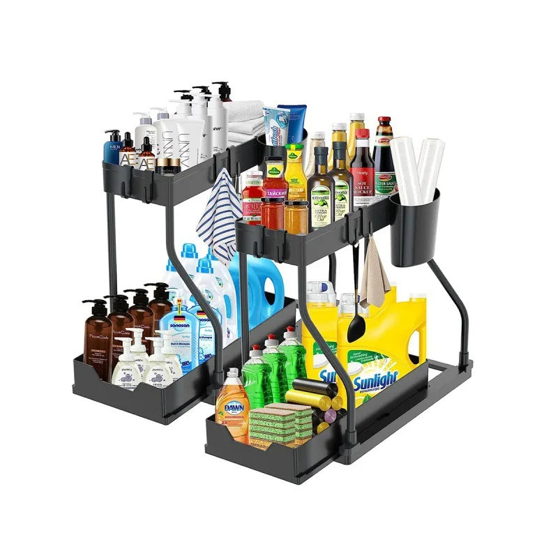 Kitchen storage rack - movable drawers