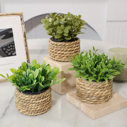 3pcs Green Artificial Plants Grass Woven