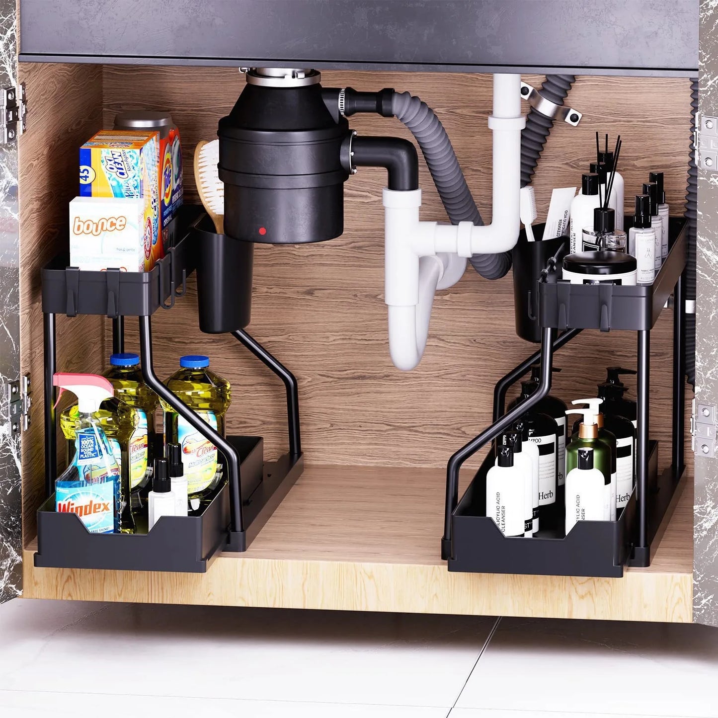 Kitchen storage rack - movable drawers