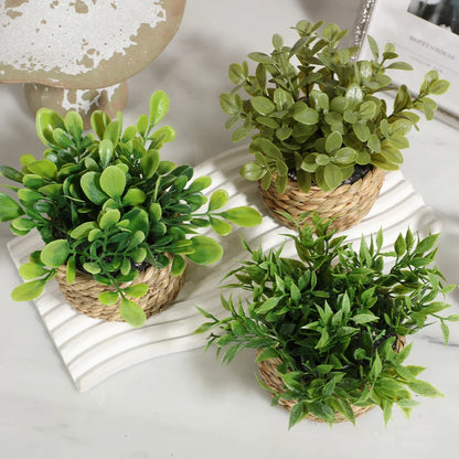 3pcs Green Artificial Plants Grass Woven