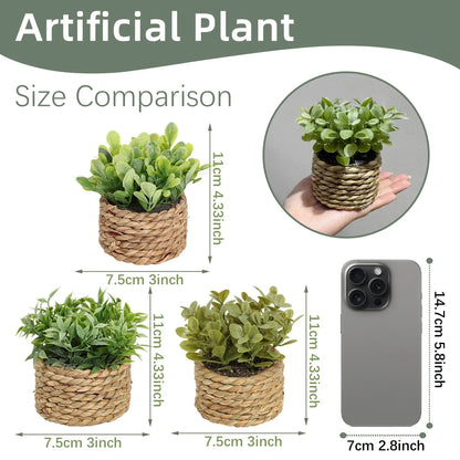 3pcs Green Artificial Plants Grass Woven